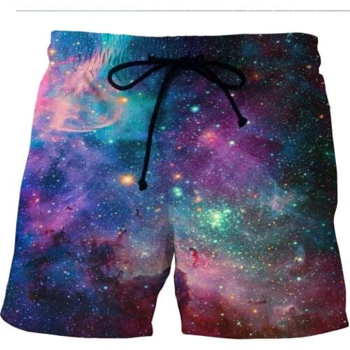 LOVE SPARK New Galaxy Mens Sports Shorts 3D Blue Space Print Boys Jogging Running Gym Summer Shorts M To 6XL