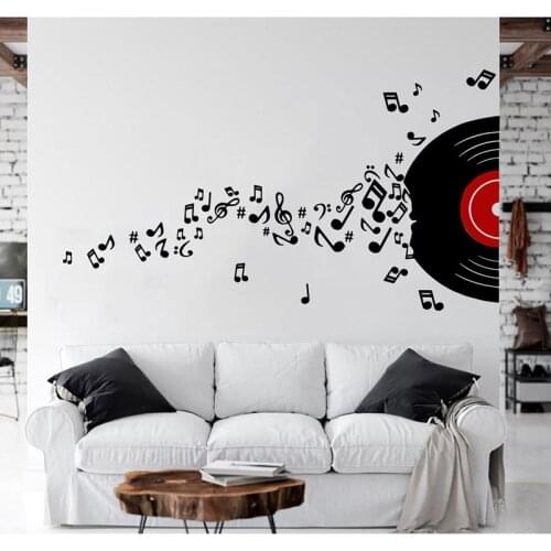 Modern Musical Notation With Disc Wall Sticker Kids Room Nursery Enjoy Music Note DJ Jazz Wall Decal Classroom Bedroom Vinyl Dec