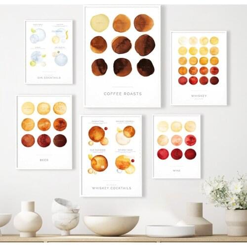 Toast Coffee Roasts Beer Gin Wine Color Wall Art Canvas Painting Nordic Posters And Prints Wall Pictures For Living Room Decor