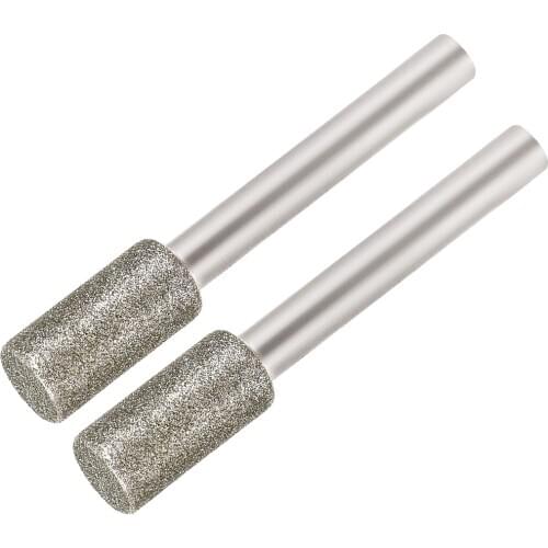 Uxcell Diamond Burrs for Rotary Tool 1/4-Inch Shank 10mm Tapered 120 Grit 2 Pcs Cylindrical 10mm