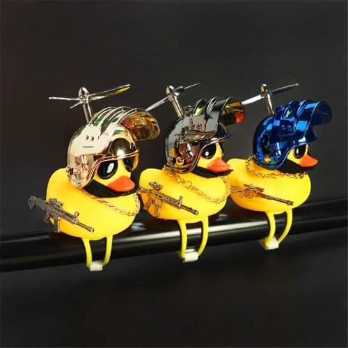 Bike Bell Rubber Ducky Bicycle With Helmet Decoration with LED Light & Horn Accessories Propeller Combat Helmet for Cycling