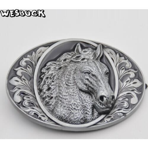 WesBuck Brand Horse Metal Belt Buckles Vantage for Man Women Western Buckles Cowgirls Buckle PU Belt Holiday gifts