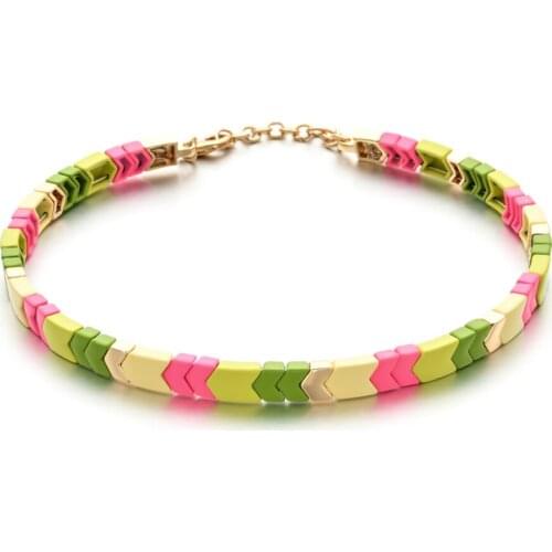 New Fashion Sexy Choker Necklaces For Women Bohemian Adjustable Colorful Enamel Beads Collar Necklace Gift Collier Femme