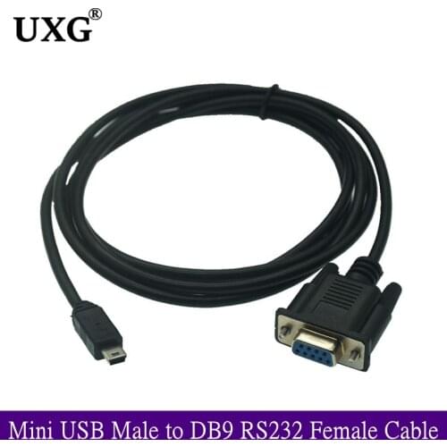 1pcs 6FT 1.8m Mini USB 2.0 Male To RS232 DB9 9 Pin Female Adapter Entension Lead Cable