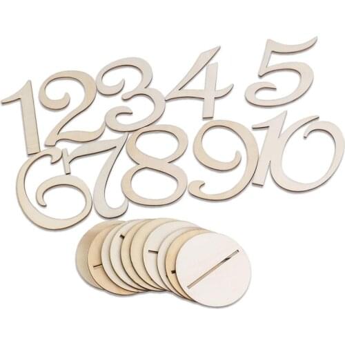 10pcs 1 -10 Wooden Wedding Table Number Holders Table Number Figure Card Digital Seat