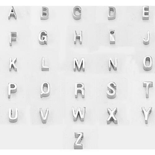 10pcs/Lot Stainless Steel Letter Beads For Jewelry Making Silver DIY Initial Charm Pendant 8mm A-Z Bracelet Necklace Accessories