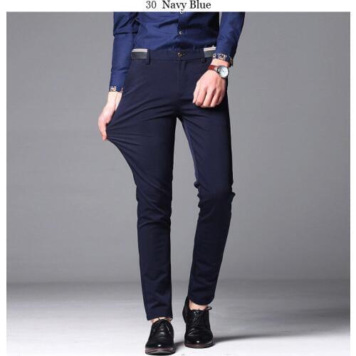 2020 Mens Suit Pants Elastic Straight Plus Size 28-40 Male Dress Pants Business Office Classic Formal Long Trousers Leisure