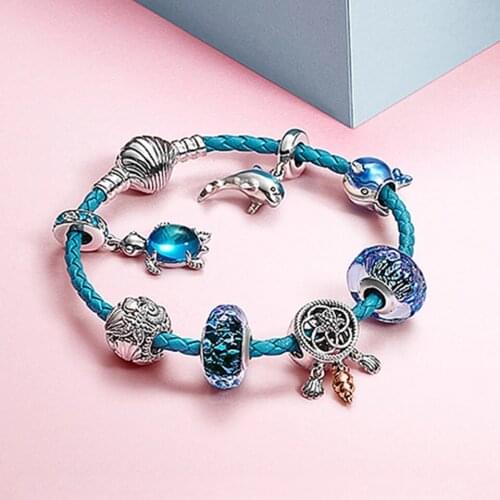 2021 new summer 100% 925 sterling silver whale starfish Charms Beads Fit Original Pandora Bracelet & necklace Fashion Jewelry