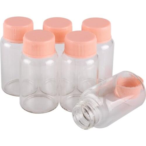 5pcs 15ml 27*50mm Glass Bottles Glass Jars with Pink Plastic Caps Spice Jars Potion bottles Glass Vials