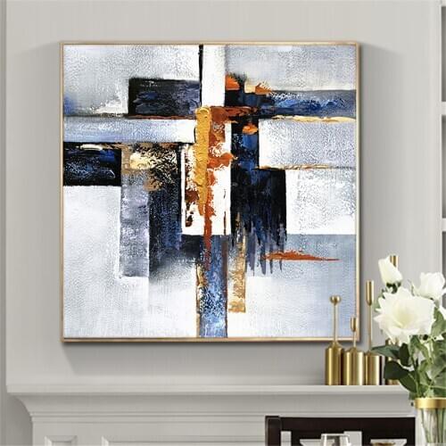 Abstract Geometric 100% Hand Painted Oil Painting On Canvas Wall Art Paintings Vintage Minimalist Poster Art Modern Home Decor