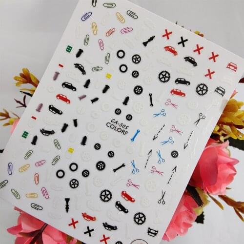 Auto Car Parts Stickers for nails Design Self adhesive Nail Art Decoraciones Sliders Foil Manicure Accessories