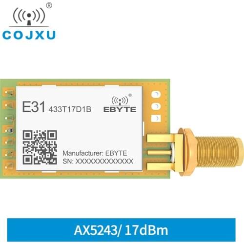 AX5243 433Mhz Wireless UART Module 17dBm Low Power Consumption SMA-K Antenna Narrowband Transmission cojxu E31-433T17D1B