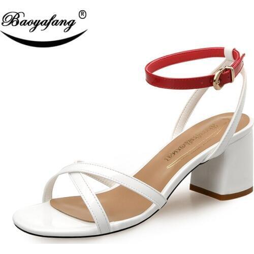 BaoYaFang New arrival Summer sandals Women 2018 femme Sandals Ankle strap Buckle sandals Thick heel big size shoes woman
