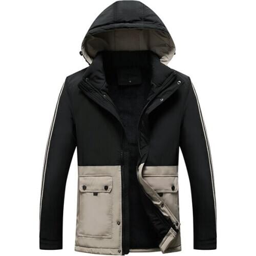 Brand New Men Winter Parka Jacket Thermal Thick Mens Patch Work Warm Hooded Parkas Male Windproof Parkas Coat