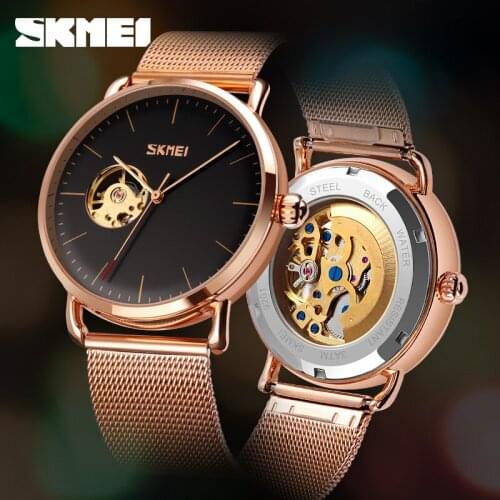 SKMEI Fashion Automatic Watch Mens Luxury Wrist Watches Watch Mesh Belt Simple Design Quartz Watch Top Brand Waterproof Clock
