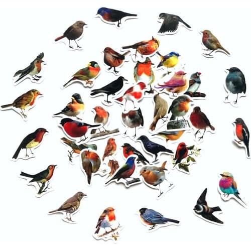 40Pcs/set Vintage Bird Crow Swallow Fruit Sticker DIY Craft Scrapbooking Album Junk Journal Happy Planner Decorative Stickers