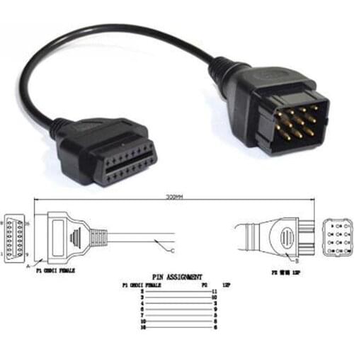 OBD For Renaut 12 Pin to 16 Pin OBD2 OBDII Cable Car For CDP Trucks Diagnostic Tool Connector 12Pin Cable