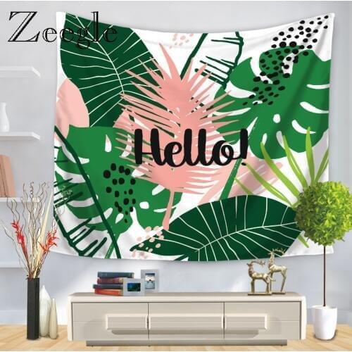 Zeegle Green Leaves Pattern Tapestry on the Wall Printed Tapestry Wall Art Decor Polyester Wall Rug Washable Tropical Tapestry