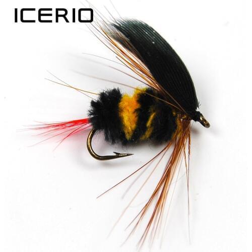 ICERIO 10PCS #10 Bumble Bee Flies Tying Hook Trout Fishing Fly Lures