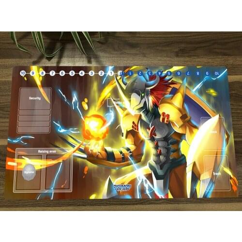 Anime Digimon Playmat WarGreymon Trading Card Game Mat DTCG CCG Mat Mouse Pad TCG Desk Gaming Play Mat & Card Zones Free Bag