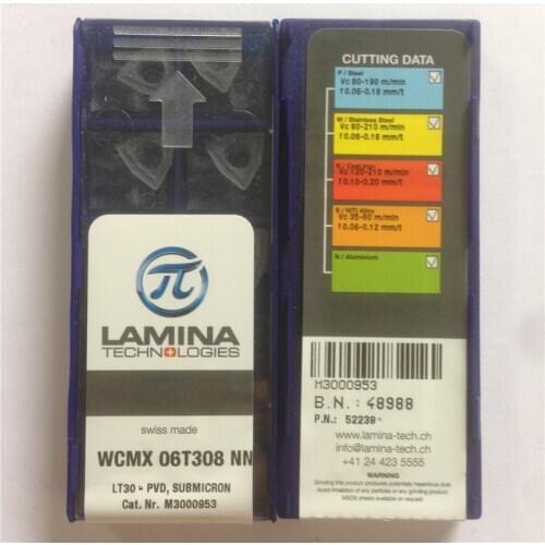 WCMX06T308-NN LT30 100% Original LAMINA carbide insert with the best quality 10pcs/lot free shipping