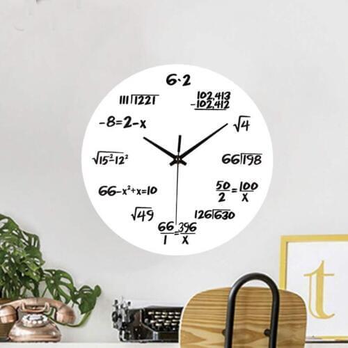 Creative engineering math formula round electronic wall clock living room office quartz mute alarm clock 024