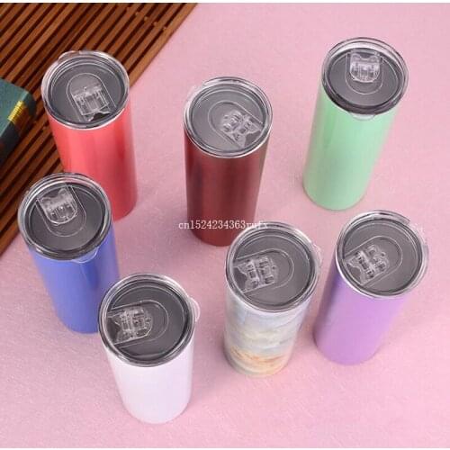 10pcs Straight Cup Beer Coffee Mugs with Lids 20oz Vacuum Tumbler Stainless Steel Skinny Tumbler Vacuum Insulated Mugs