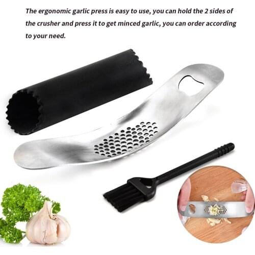 Multifunction Garlic Crusher 304 Stainless Steel Garlic Mincer Kitchen Manual Ginger Press Peeler With Opener Kitchen Tools