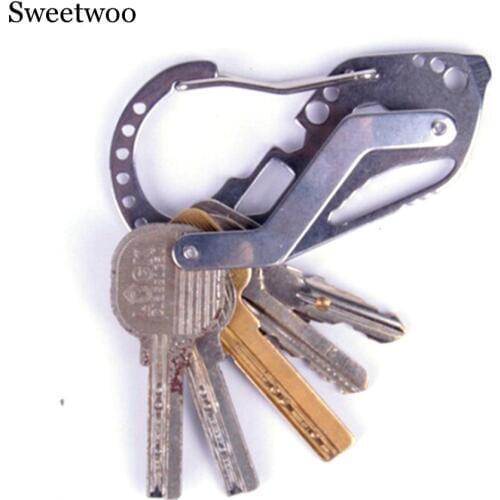 Multifunction EDC Tool Stainless Steel Key Holder Organizer Clip Folder Keyring Keychain Case Outdoor Survival Travel Tool