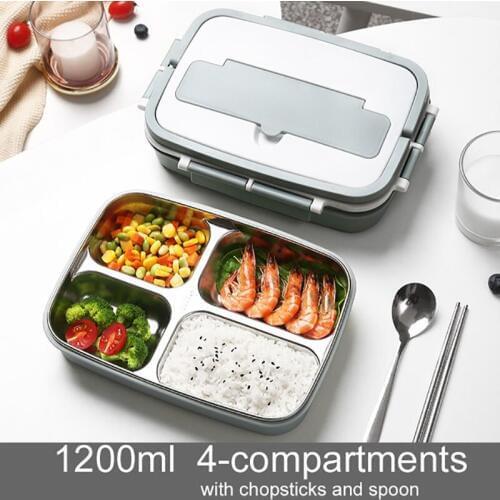 Fashion Portable Lunch Box 304 Stainless Steel Bento Box With Tableware Student Sealed Leak-proof Large-capacity Food Container