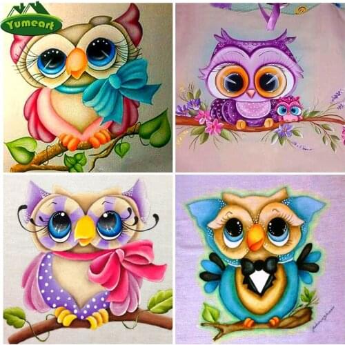DIY Diamond Painting By Number Cartoon Owl Animal Crystal Rhinestones Embroidery Cross Stitch Childrens Room Decor Wall Sticker