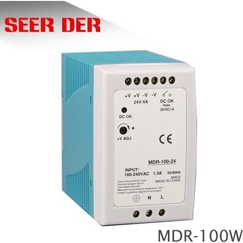 Plastic case MDR-100-48 micro smps psu 100 watt 48 volt led driver module 100w 48v 2a ac/dc industrial din rail power supply
