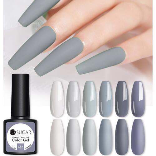 UR SUGAR 7.5ml Gray Color Nail Art Gel Polish Semi Permanent Matte UV Gel For Nail Soak Off Nails Gel Lacquers Nail Polish