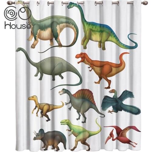 Different Types Of Dinosaurs Room Curtains Large Window Living Room Bathroom Decor Bedroom Drapes Fabric Kids Curtains