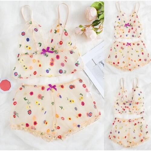 Sexy Lingerie Sensual Lingerie Womens Underwear Woman See-through Mesh Sleeveless Tops + Short Set Set Sexy Costume