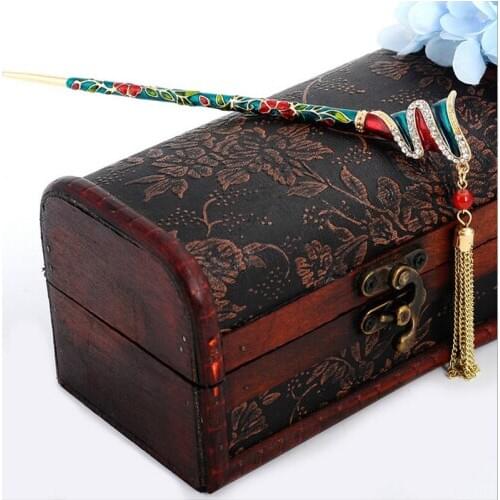 Retro fashion noble Cloisonne Multicolor Hairpin Wedding headdress Hair sticks Fashion jewelry For women