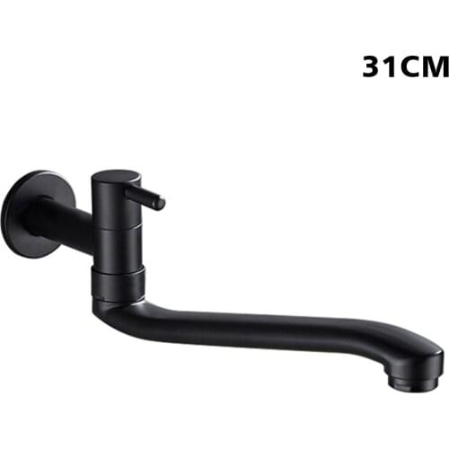 Nordic Lengthened Mop Pool Faucet black Single Cold Laundry Pool Faucet Rotatable Household In-wall Bathroom Accessories