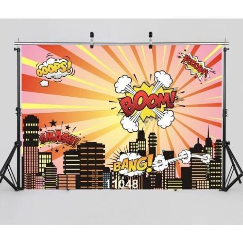 Super Hero City Party Play Photographic Backgrounds Children Baby Vinyl Cloth Photo Backdrops for Photo Studio Fundo Fotografia