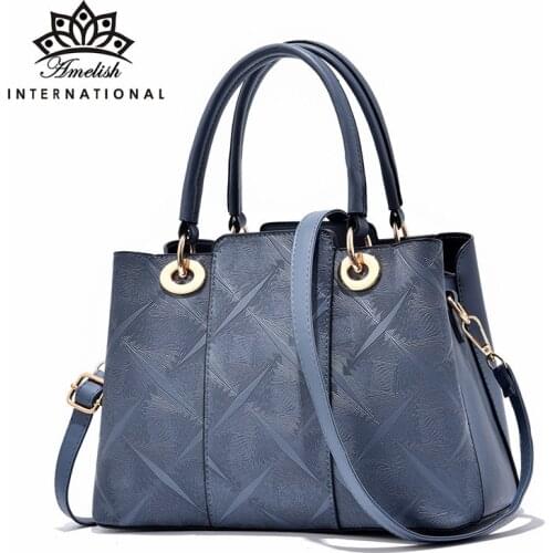 AMELISH High Quality Fashion Female Shoulder Handbags Vintage Solid Color Bags for Women Office Work Simple Messenger Hand Bag