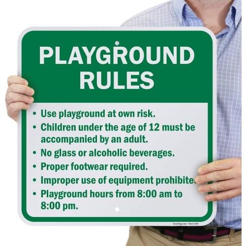 SmartSign "Playground Rules" Sign | 8" x 8" Aluminum