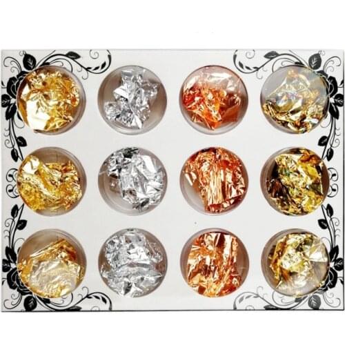 12 Gold Foil Silver Foil Dried Flowers DIY Resin Mold Filled With Epoxy Resin Process for Making Glue Decorations