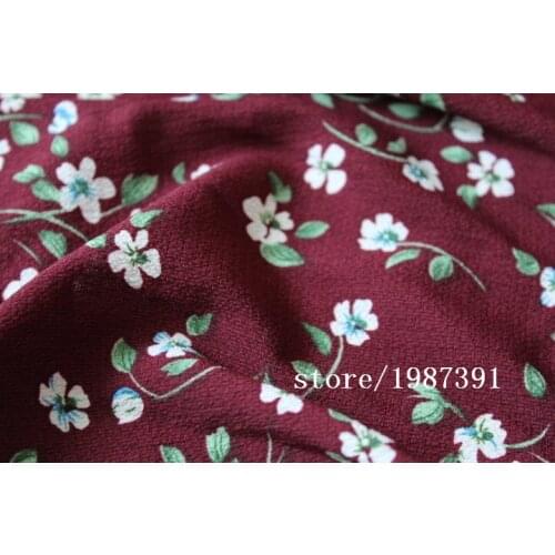 145cm width Paris pearl fabric small flowers pattern dark red background can't see through for skirt suit-dress headband CH-7540