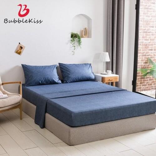 Bubble Kiss Pure Color Nordic Bedding Set Polyester Comfort Quality Flat Sheets Fitted Sheets Pillowcases King Bed Set 3Pcs/4Pcs