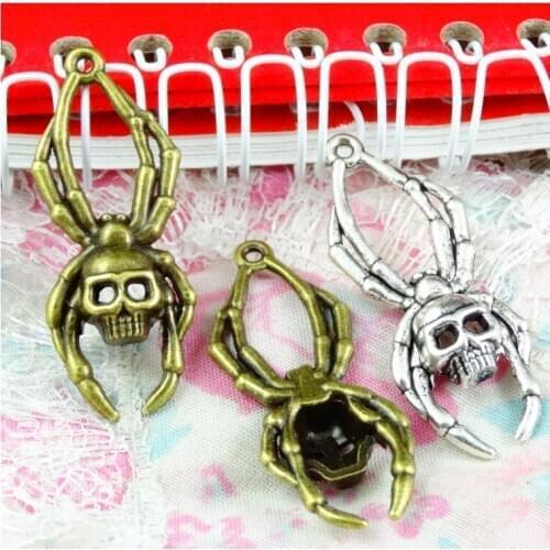 30Pcs spider Charm Antique Bronze Antique Silver Plated Pendant Jewelry Products Charms Diy Pendants For Necklace Bracelet