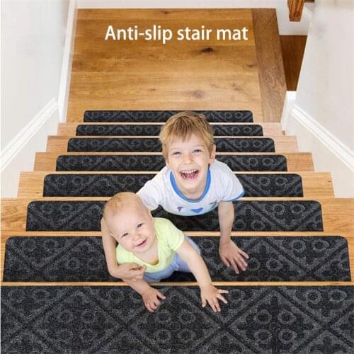 5/7Pcs 76*20cm Stair Tread Mat Stair Step Carpet Stair Mat Self Adhesive Non-Skid Home Stair Protection Cover Mat Grey Brown Mat