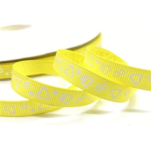 5Yards 10mm Grosgrain Ribbon Printed Heart-shaped Pattern For Christmas Wedding Decoration DIY Sewing Handmand Craft #05