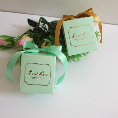 50pcs Bronzing candy boxes large gift packaging box Apple candy box wedding supplies Tiffany blue