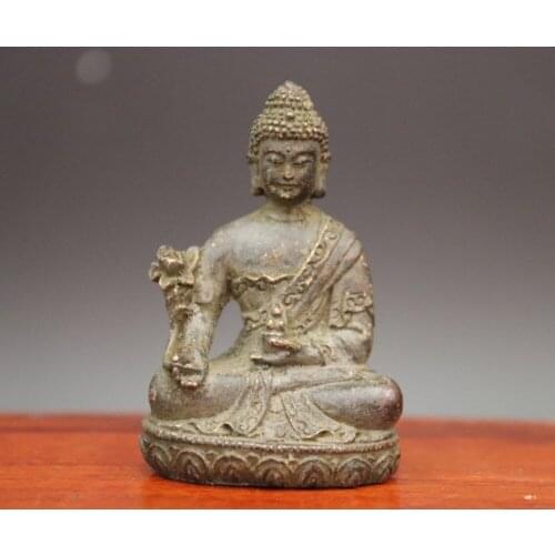 7 CM Tibet Pure red Copper Medicine Sakyamuni Shakyamuni Tathagata Amulet Statue