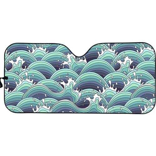 New Wave Pattern Design Car Accessories UV Protect Foldable Windshield Sun Shade for Front Windows Protect Car Interior Sunshade