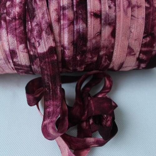 Free shipping 5/8" Light Coral 238/277 FOE Burgundy Tie Dye, good elasticity fold over elastic, 50yards per roll